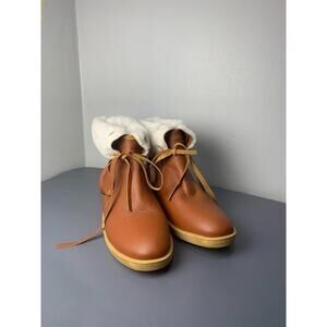 Ahongm Fashion Womens Brown Faux Fur Lined Ankle Boots Size 10